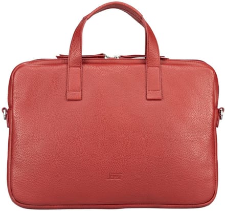 JOST Leren laptoptas schoudertas met laptopvak Vika Laptop Case 15.6" Red rood