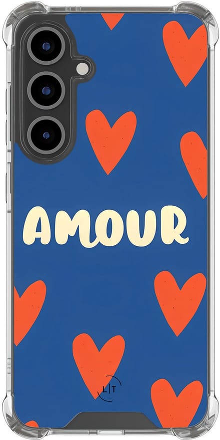 Shockproof hoesje - Geschikt voor Samsung Galaxy S24 FE - Amour - Extra sterke case - TPU/polycarbonaat - Tekst - Multi, Transparant