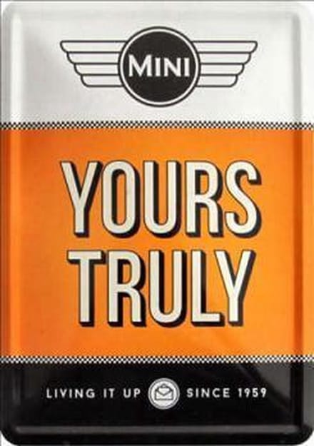 Mini Yours Truly Metalen Postcard 10  x 14 cm.