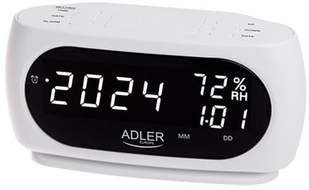 Adler AD 1186 - Wekker - Led - met thermometer - Wit