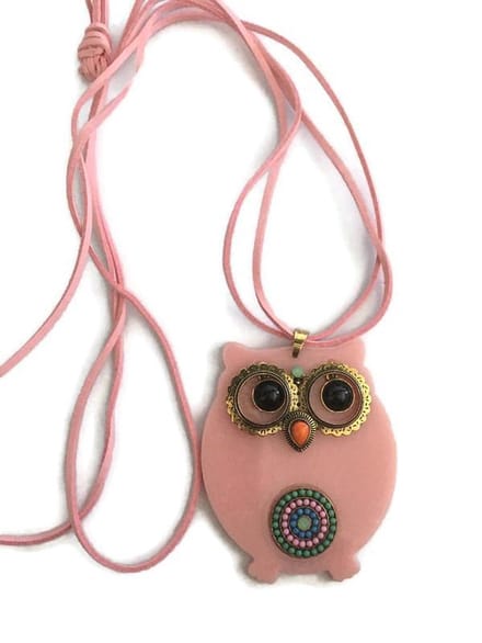 Petra's Sieradenwereld - Ketting lang uil roze (831)