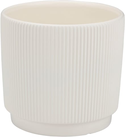 Arti Casa Bloempot Ø19,7x18 cm - Moderne Bloempot met Ribbelstructuur - Wit