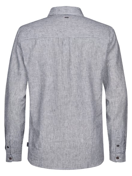 Petrol Industries - Heren Gestreept linnenmix overhemd Eclipse - Blauw - Maat M