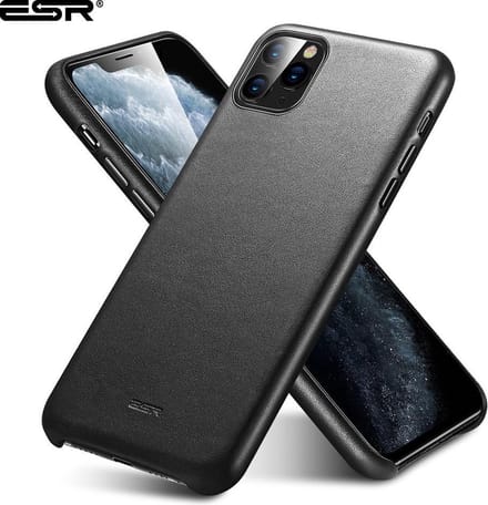 iPhone 11 PRO Hoesje - ESR - Metro Leather - Back Case - Leer - Zwart