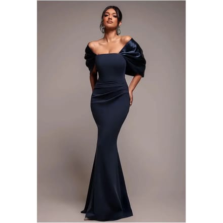 Offshoulder Satin Bow Back Dress Dames Goddiva Maxi