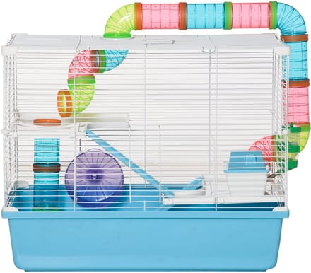 PawHut Hamsterkooi Staal 59x36x47cm Blauw