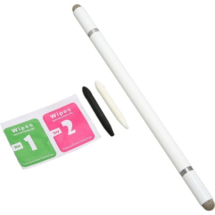 Zwarte Stylus Pen 4-in-1 Multifunctionele Nauwkeurige Positionering Capacitieve Stylus met 2 Vezelpunten wit