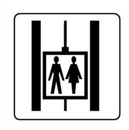 Gezamenlijke lift sticker, wit zwart 100 x 100 mm