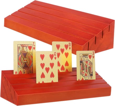 Houten Kaartenbasis - Kaartenstandaard - Spelkaarten Houden - Verbeterde Stabiliteit - 25x8x5.9cm - Bruin