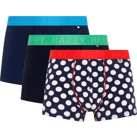 Happy Socks - 3-Pack Navy Big Dot Short Boxers - Heren - Ondergoed