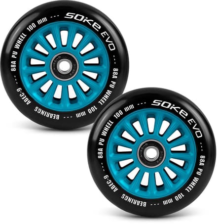 Scooterwielen 100 mm blauw 2 stuks