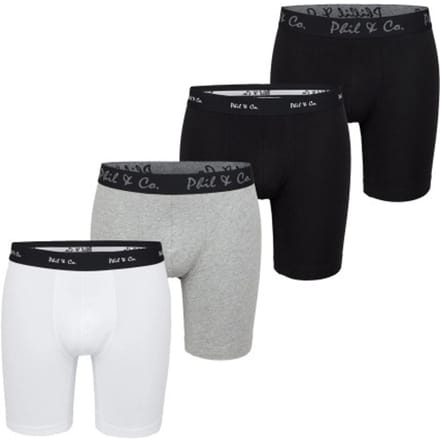 Phil & Co Boxershorts Heren Met Lange Pijpen Boxer Briefs 4-Pack Wit / Grijs - Maat M