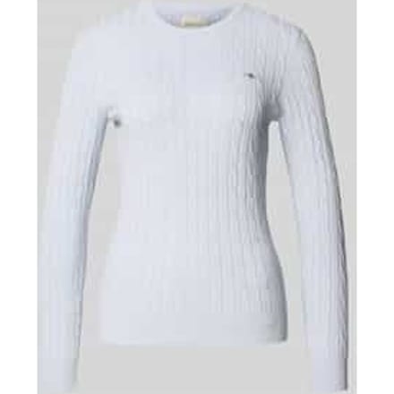 Gebreide pullover met kabelpatroon en labelstitching