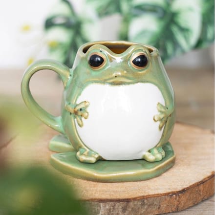 Something Different - Frog Shaped Mug and Lily Pad Saucer - Groen
