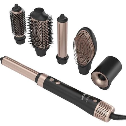 SOGO Airstyler - Multistyler - Föhnborstel - Krultang - 6-in-1 Stylingtool - Temperatuurinstellingen - Ionic-functie - 1400W - Zwart/Goud