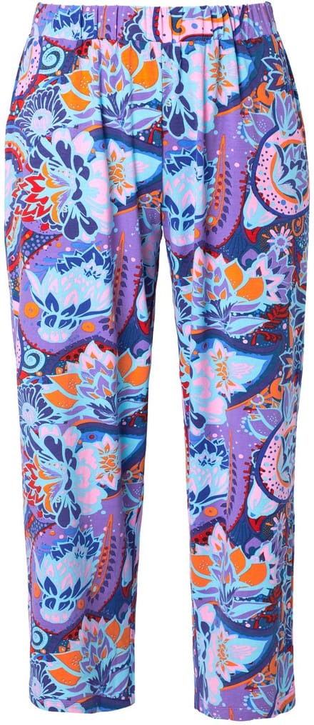 Ulla Popken - Dames - 7/8 jersey-broek patroon rechte pijpen - Paars - Maat 54+
