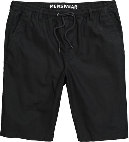 Men Plus - Heren - bermuda van linnenmix Relaxed Fit elastische tailleband - Zwart - Maat L