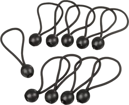 Nature - Bevestigingsset - Elastische band met kogelstop (10 stuks) - zwart