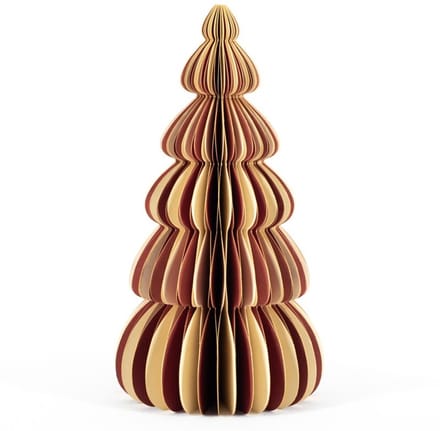 Papieren kerstboom wit met rood 20cm