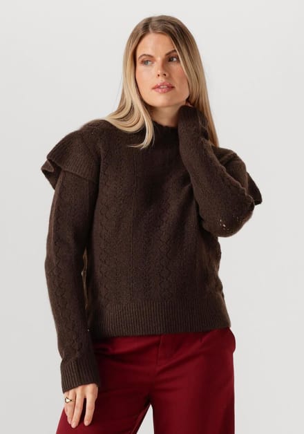 Object Objpaola L/s Lo Knit Pullover Truien & vesten Dames - Sweater - Hoodie - Vest- Bruin - Maat M