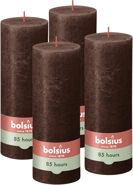 Bolsius - Rustieke Kaarsen - 4 Stuks - Bruin - 19cm - 85 branduren