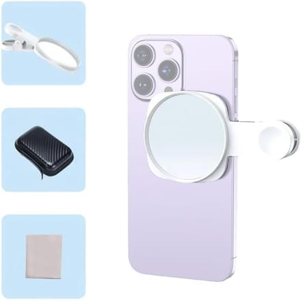Selfiespiegel Compacte spiegel voor telefoon Universele telefoonclip Compatibel met iPhone 14/13/12/11 wit