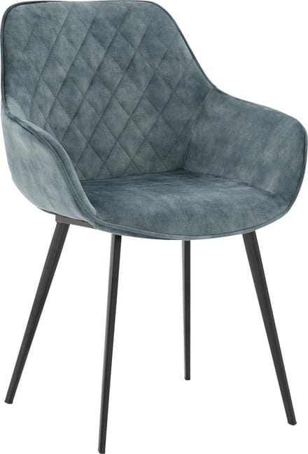 Goossens Eetkamerstoel Ebi - Met Armleuning - Velvet - Blauw
