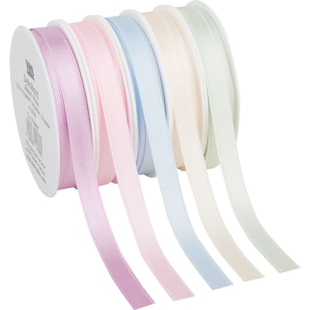 Satijnen lint "Pastel 10 mm", set van 5 stuks van 3 m