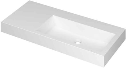INK Momento Wastafel Polystone Wasbak Rechts Zonder Kraangat - 1000x450x90 mm - Mat Wit