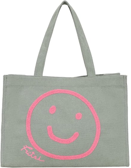 Fritzi aus Preußen shopper schoudertas Easy 01 Limited Smile Canvas Shopper Jade groengrijs
