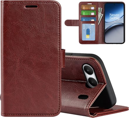 MobyDefend Hoesje - Geschikt voor OnePlus Nord 4 - Wallet Book Case (Sluiting Achterkant) - Bruin