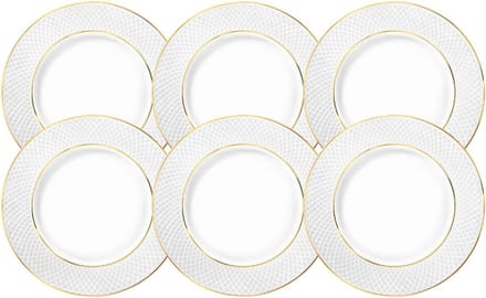 Wilmax Dinner Teller mit Goldlinien, 25,5 cm, 6er Set, WL-880102104/A6