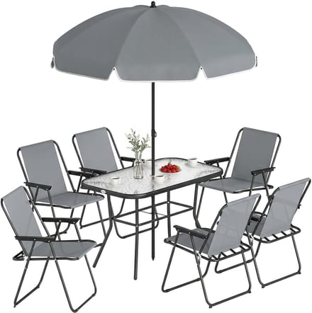 Outsunny Tuin Eetgroep-Staal, Mesh-119L x 68B x 70H cm-Grijs