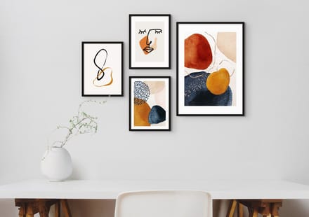 Fotowand Abstract Rood Geel - Posterset - Abstracte Collage - 30x40 - 50x70