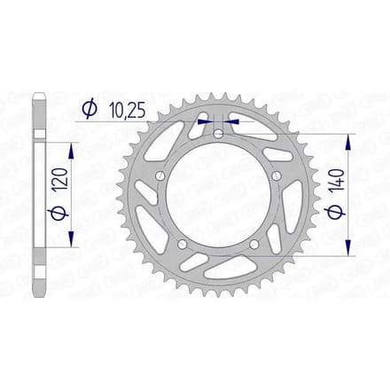 Couronne moto alu standaard Afam 520