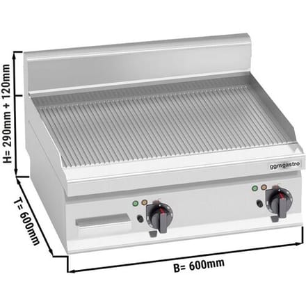 GGM Gastro Elektro Bratplatte - 8 kW - Gerillt Zilver