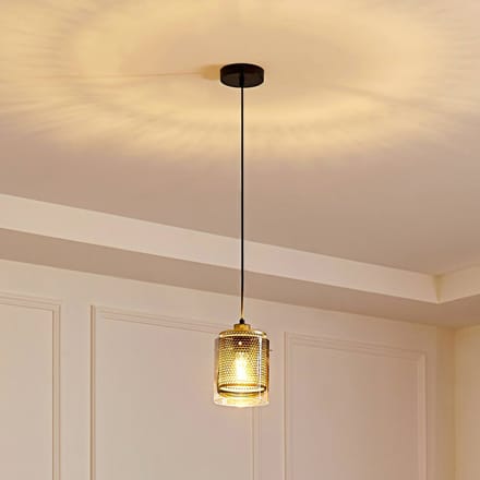 Lucande - hanglamp - 1licht - Glas, ijzer - H: 20.5 cm - E27 - antraciet, goud