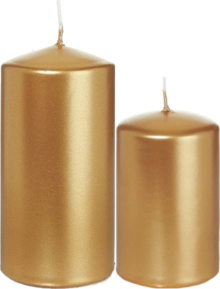 Trend Candles - Cilinder Stompkaarsen set 4x stuks goud 8 en 12 cm