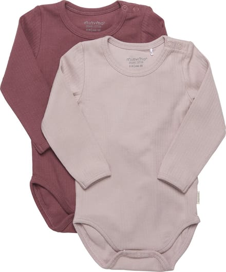 Minymo kinderbody met lange mouwen (set van 2) Violet Ice