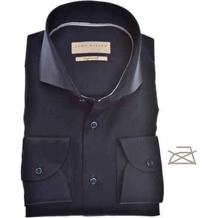John Miller Overhemd Uni Twill Cutaway Tailored Fit Donker Blauw / male