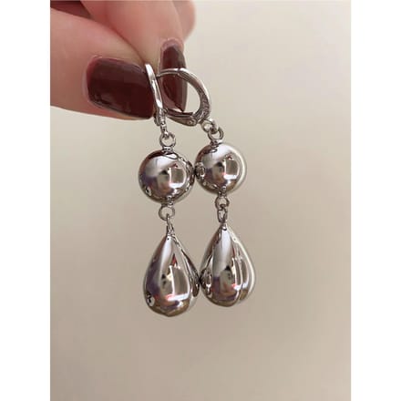 2pcs Boucles d'oreilles Goutte d'eau one-size argenté