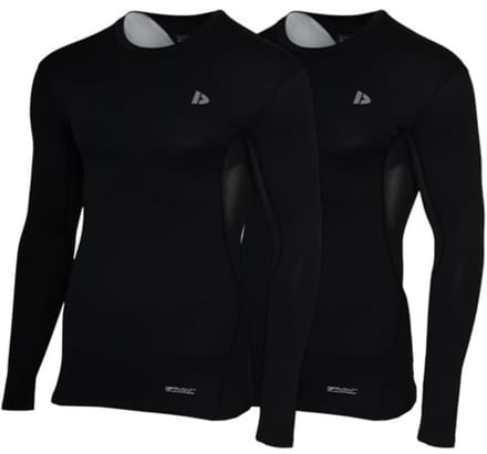 2-Pack Donnay - Baselayer Longsleeve - Thermo/Sportshirt - Heren - Black (020) - maat S