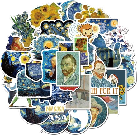 Van Gogh Stickers - Kunst - set 50 stuks - Laptop Stickers - Stickervellen