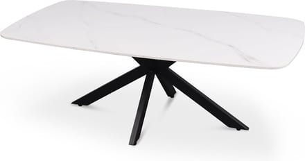 Salontafel Jody Wit - Metaal - Steen - Rechthoek - 130x70 - Hoogte 45 cm