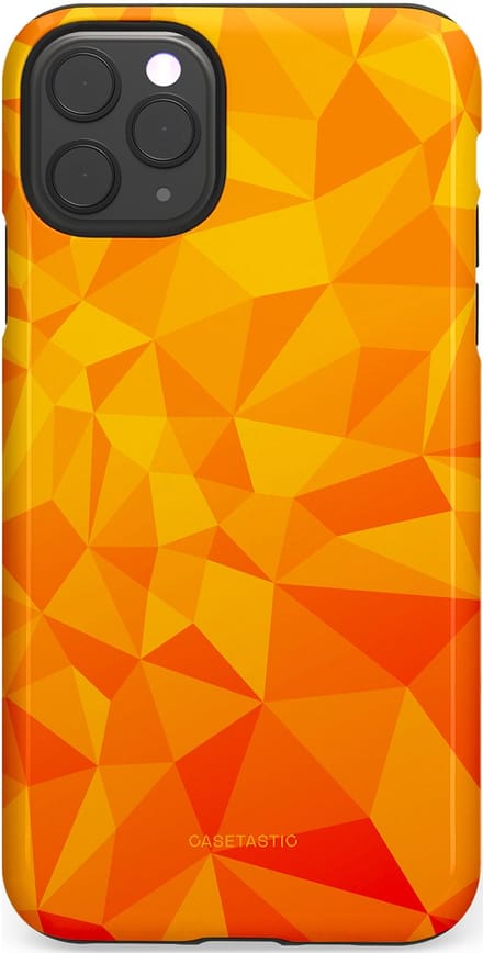 Casetastic hoesje geschikt voor Apple iPhone 11 Pro Max - Dubbellaagse bescherming - Citrus Polygoon - Fashion Case - Oranje Okergeel