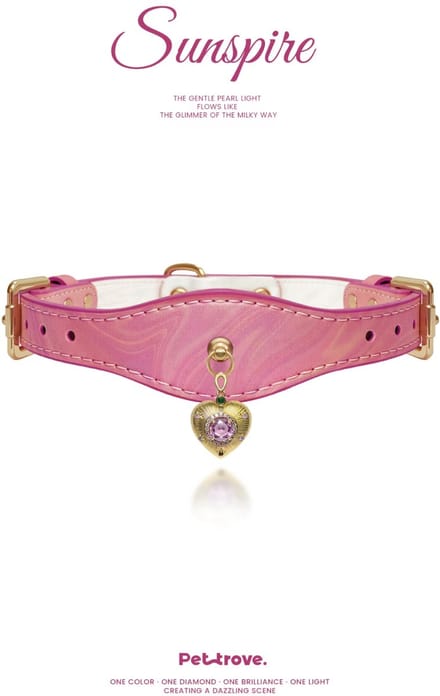 Hondenhalsband Pettrove Laserleer Goud Roze Hart