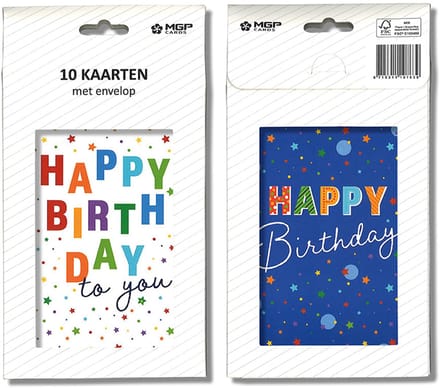 MGPcards - 20x dubbele wenskaart met witte envelop - Verjaardag - 11.5 x 17 cm