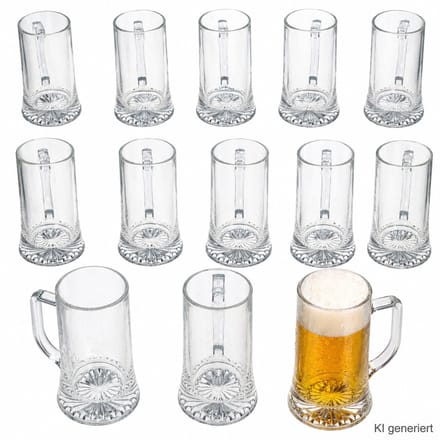 12-delige set Akki bierpul 0,4L met sterrenbodem en handvat - 1003134