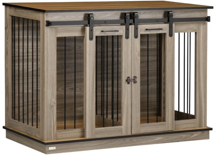 Bench met 2 deuren rustiek ontwerp, bruin 120L x 60W x 88.5Hcm Hondenbench