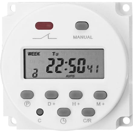 Wekelijks programmeerbare digitale timerschakelaar Paneelgemonteerde elektrische timer 16 onafhankelijke AAN/UIT 220V